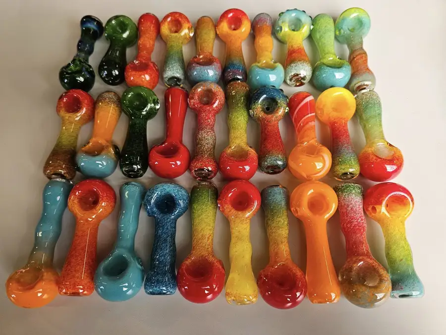 Bright colors in a collection of glass forms