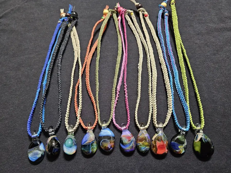 Glass pendants with layered colors